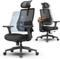 Sedia da ufficio Newtral MAGICH003, Nero, regolabile, con poggiatesta, con braccioli, per ufficio