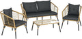 Outsunny Set di mobili da giardino, 4 pezzi, Marrone/Grigio scuro, rattan, per giardino e terrazzo