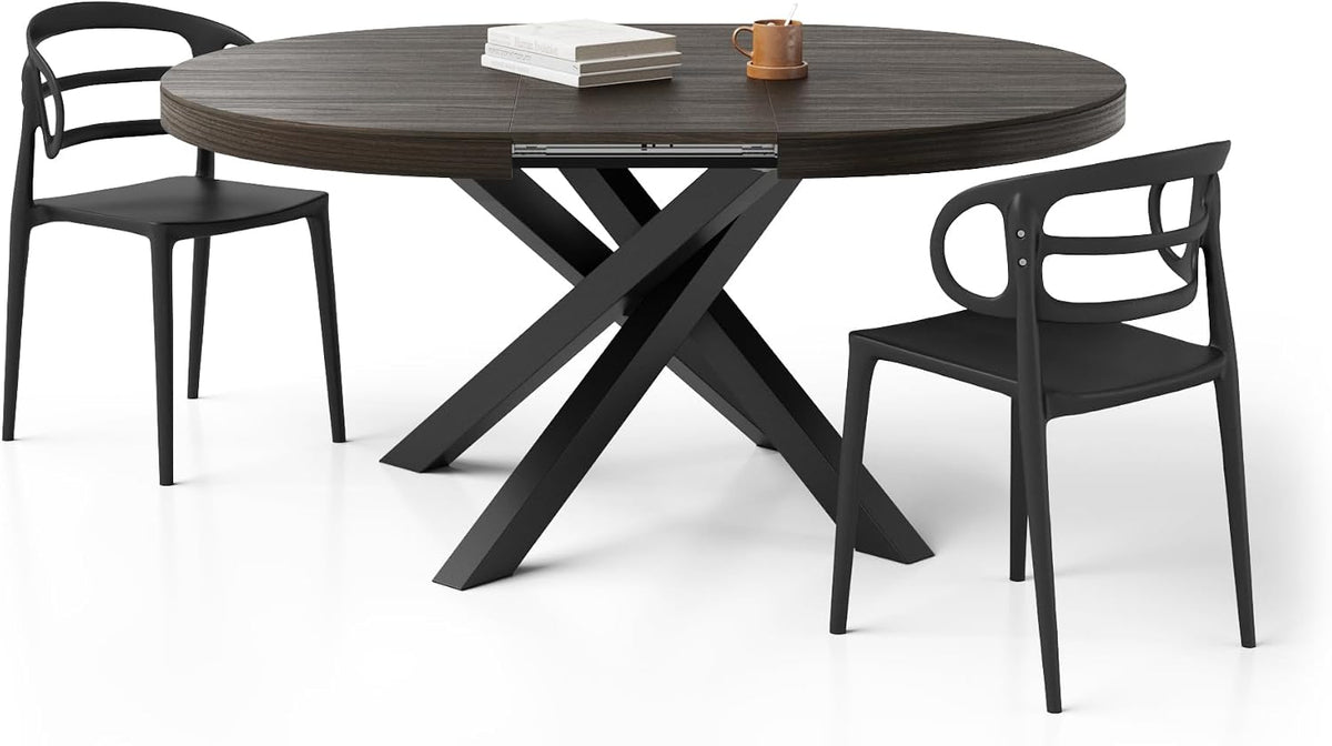 Mobili Fiver Tavolo allungabile, 160 cm, Noce/Nero, acciaio, per sala da pranzo e cucina