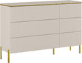 Cassettiera Pascal Morabito, 6 cassetti, Beige/Oro, 137,6 × 39,6 × 91 cm, legno