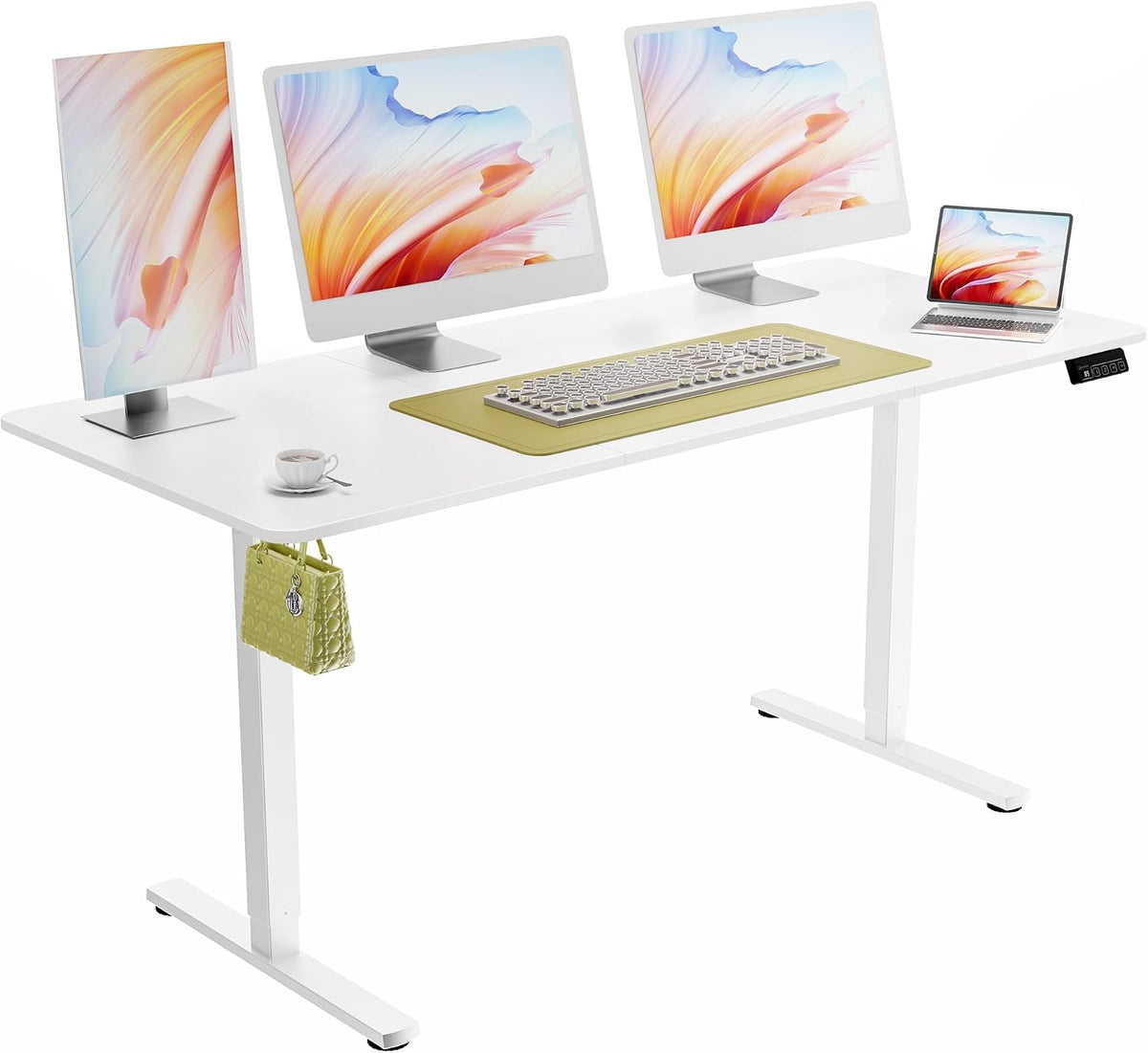 Scrivania ERGOMAKER, 160 × 70 cm, Bianco, regolabile, ergonomica, per ufficio