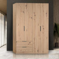Bissolo Casa Armadio, 4 ante, 2 cassetti, 162,2 × 58,2 × 200 cm, Rovere, metallo, per camera da letto
