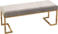 Panca RTYHN, 120 × 32 × 42 cm, Grigio chiaro, con cuscino, imbottito, metallo, velluto, per soggiorno