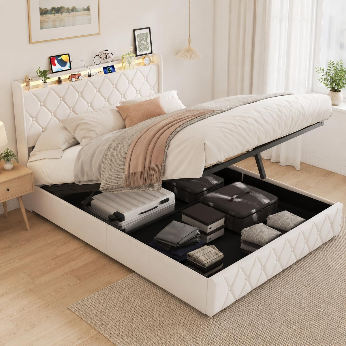 Letto ZSSWSS, 160 × 200 cm, velluto, per camera da letto