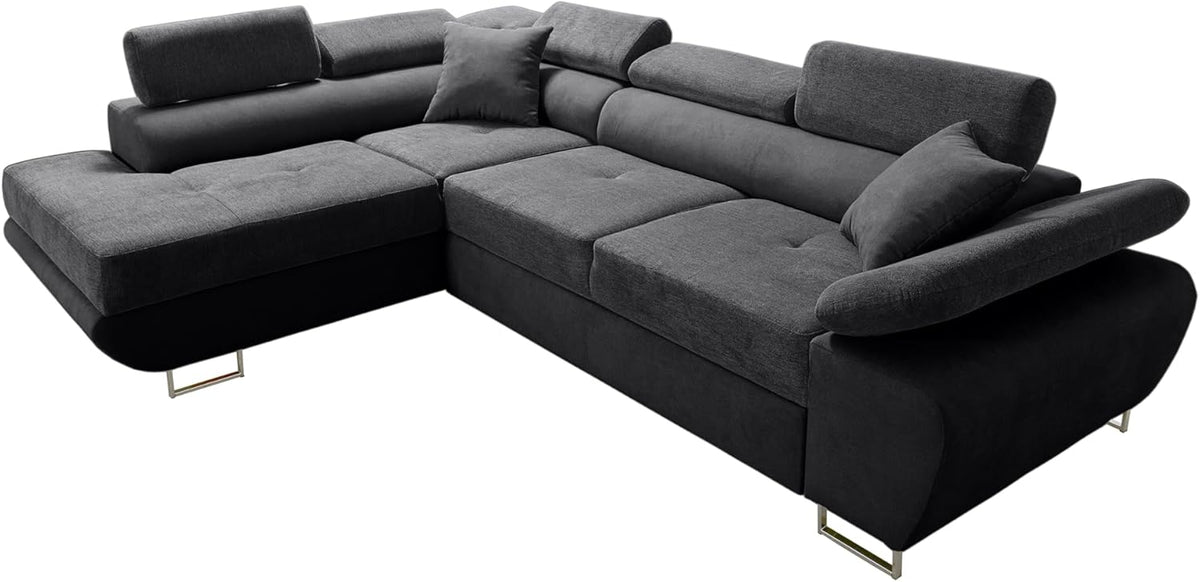 Robin Inspire Divano angolare, 200 × 128 cm, Nero, tessuto, per soggiorno
