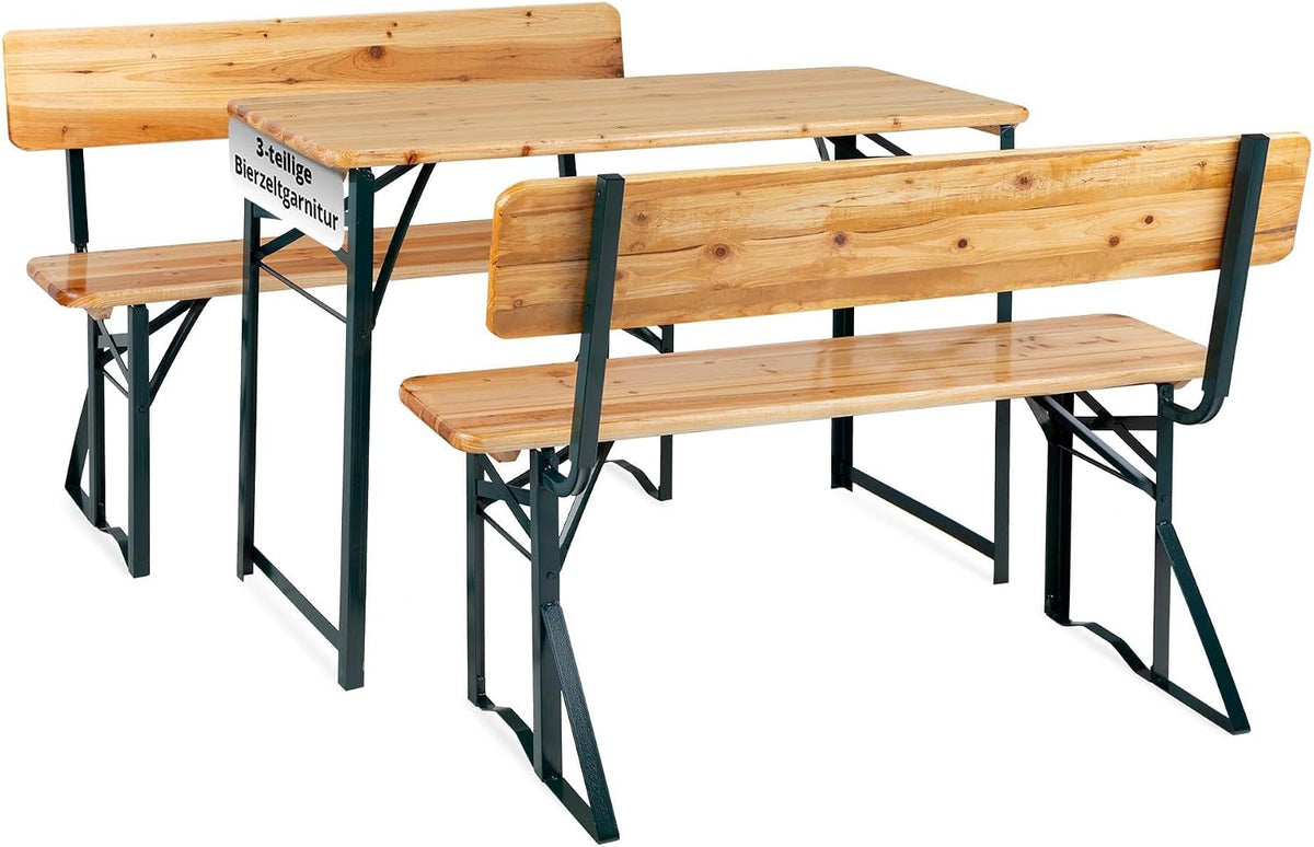 Set tavolo e panche Stagecaptain BBDL-119, 119 × 44,5 × 75,5 cm, 119 × 40 × 81,5 cm, legno, acciaio, pieghevole