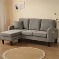 Divano angolare MURUL, 166 × 118 × 77 cm, Grigio, 3 posti, lino, tessuto, per soggiorno