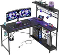 Bestier Scrivania, 4 ripiani, 130 cm, con illuminazione LED, per ufficio