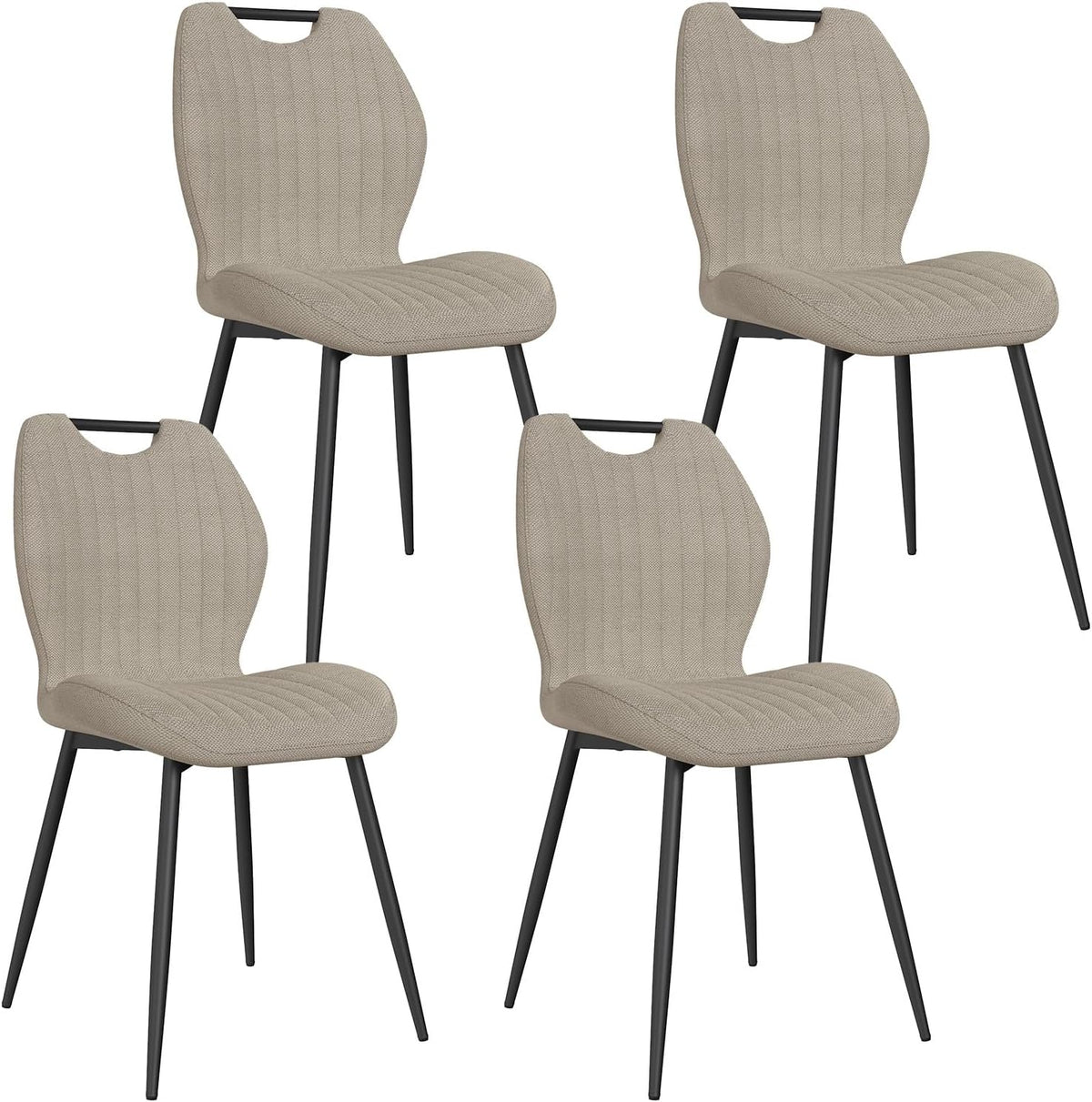 Set di sedie da pranzo JIJIAN, 4 sedie, Grigio/Marrone, ciniglia, per sala da pranzo e cucina