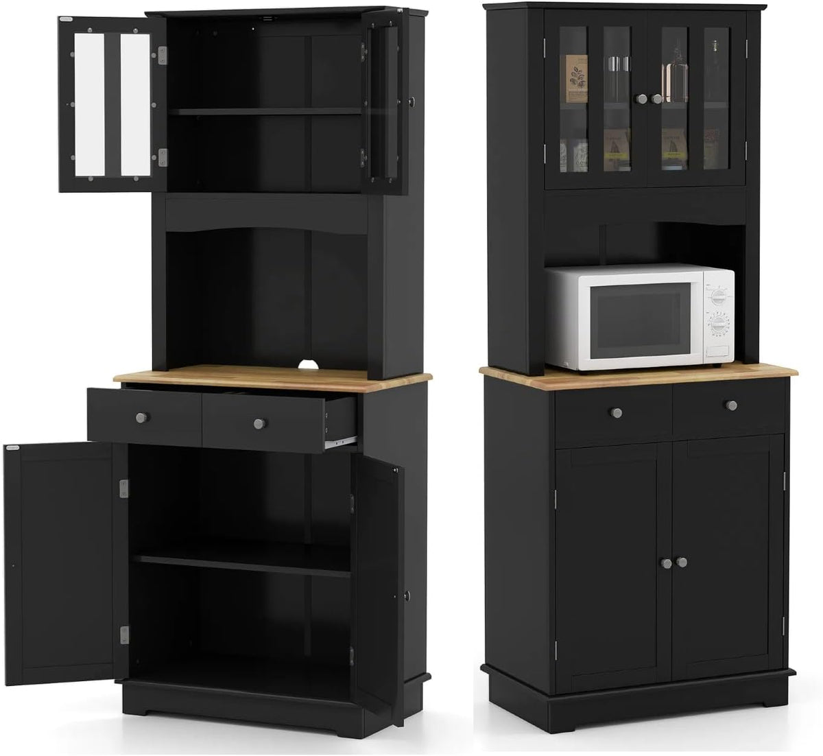 Credenza KOMFOTTEU, regolabile, 170 cm, 2 cassetti, Nero, legno, per soggiorno e sala da pranzo