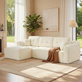 VASAGLE Divano angolare, LCS183WD01, 244 cm, Bianco/Crema, velluto, per soggiorno