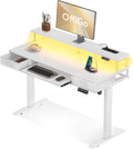Scrivania OffiGo, 120 cm, Bianco, 2 cassetti, regolabile, legno, per ufficio