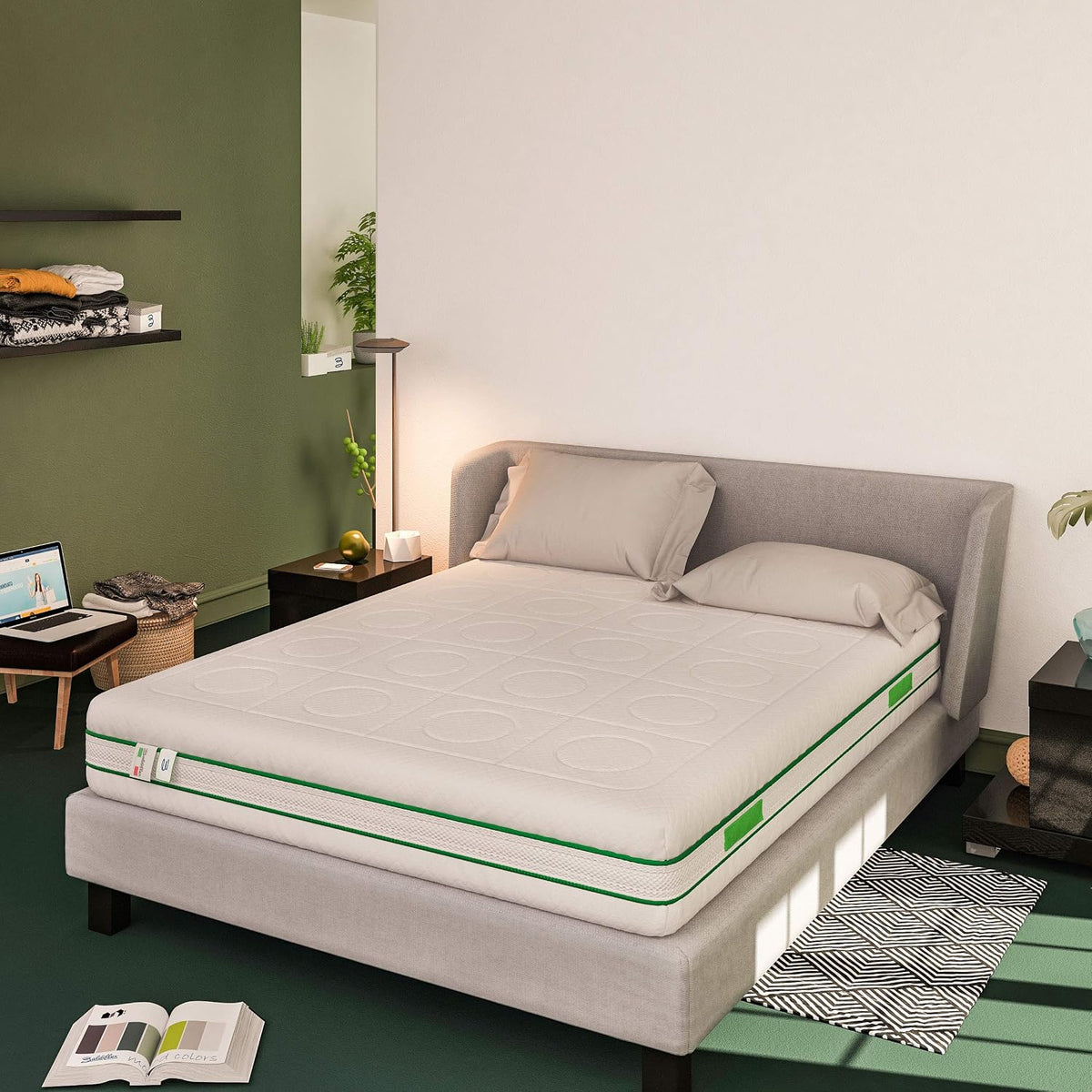 Materasso Baldiflex, 70 × 190 cm, singolo, Verde, per camera da letto