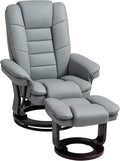 HOMCOM Poltrona, 85 × 82 × 106 cm, Grigio, reclinabile, con poggiapiedi, con poggiatesta, con braccioli, pelle, ergonomica, per soggiorno