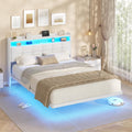 Struttura letto AOGLLATI, con porta USB, imbottito, 140 × 190 cm, matrimoniale, Bianco, metallo, con testiera, materasso non incluso