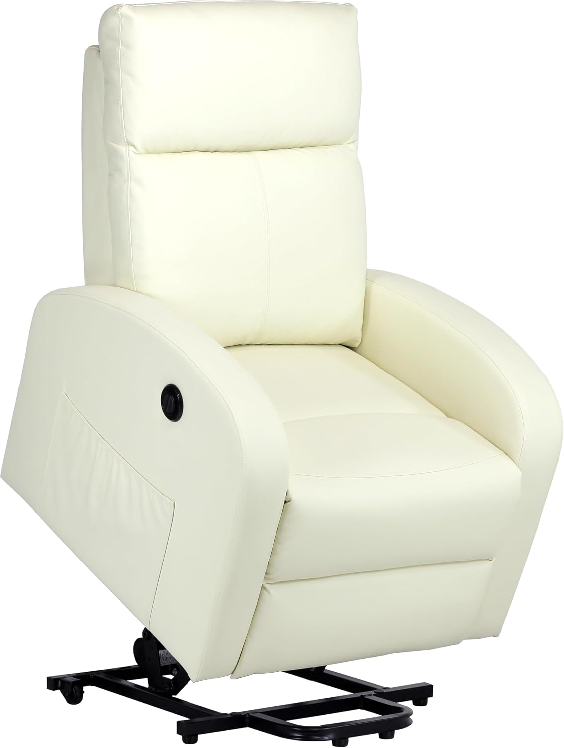Poltrona reclinabile Totò Piccinni, imbottito, Crema, legno, similpelle, massaggiante, alzapersona, per soggiorno