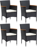 vidaXL Sedia, 4 pezzi, Nero, rattan, per giardino e terrazzo