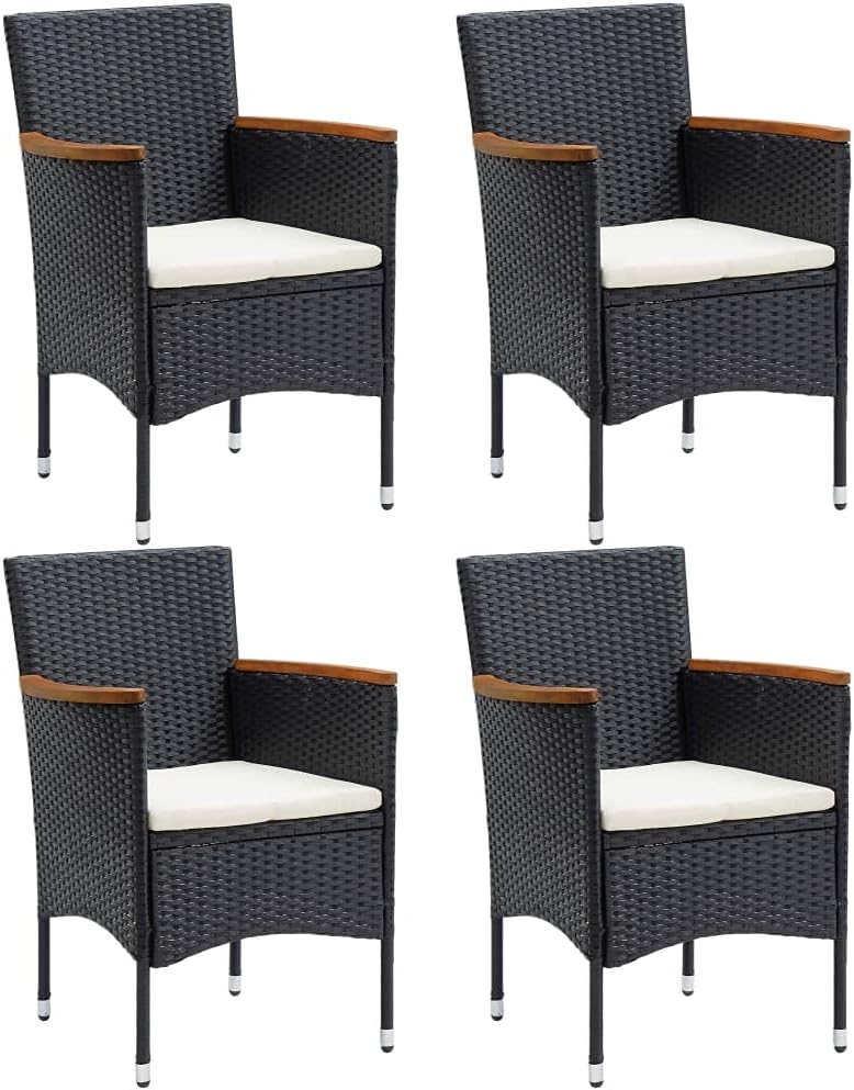 vidaXL Sedia, 4 pezzi, Nero, rattan, per giardino e terrazzo