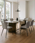 Set di sedie da pranzo JIJIAN, 6 sedie, Grigio, lino, tessuto