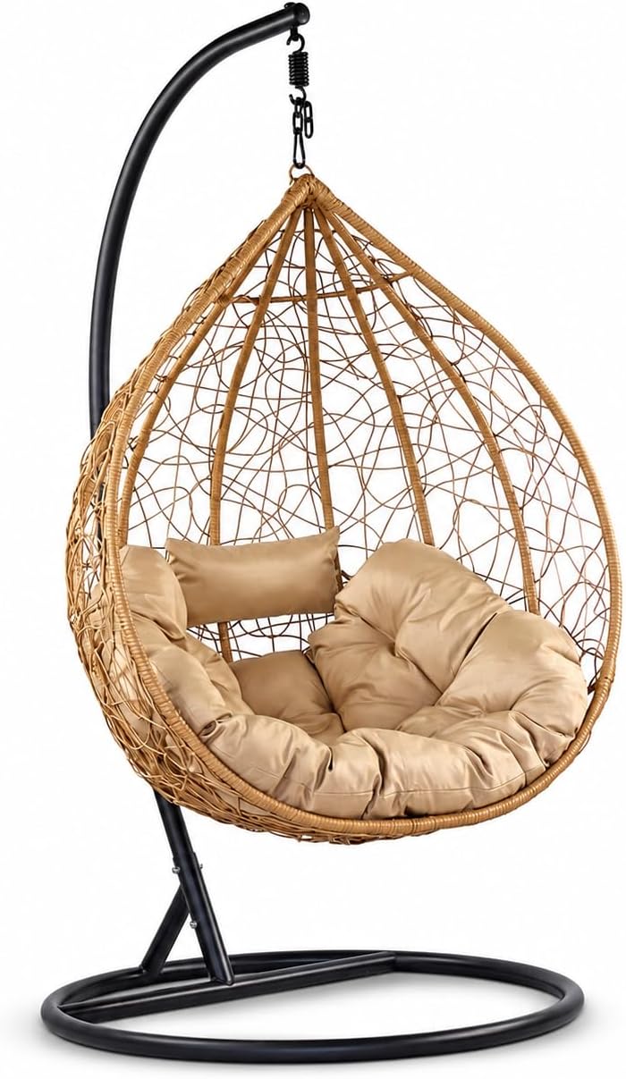 Sedia sospesa Brigros, 104 × 73 × 117 cm, acciaio, con cuscini, per giardino e terrazzo