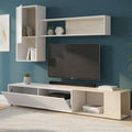 Parete attrezzata Dmora, 41 × 230 × 180 cm, Bianco, 4 ripiani, legno