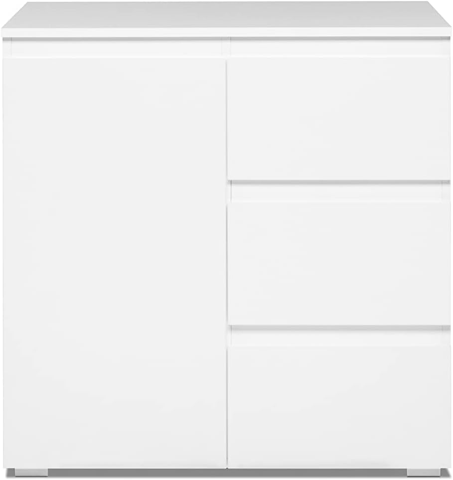 AVANTI TRENDSTORE Cassettiera, 3 cassetti, 80 × 80 × 40 cm, Bianco, legno