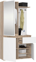 Armadio guardaroba AKORD, ENTRO 95, 3 ante, 7 ripiani, Rovere/Bianco, 95 cm, per camera da letto