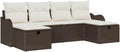 vidaXL Set di divani, 6 pezzi, Marrone/Crema, rattan, per giardino e terrazzo