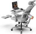 Sedia da ufficio Newtral, regolabile, con poggiapiedi, con poggiatesta, con braccioli, Grigio, ergonomica, per ufficio