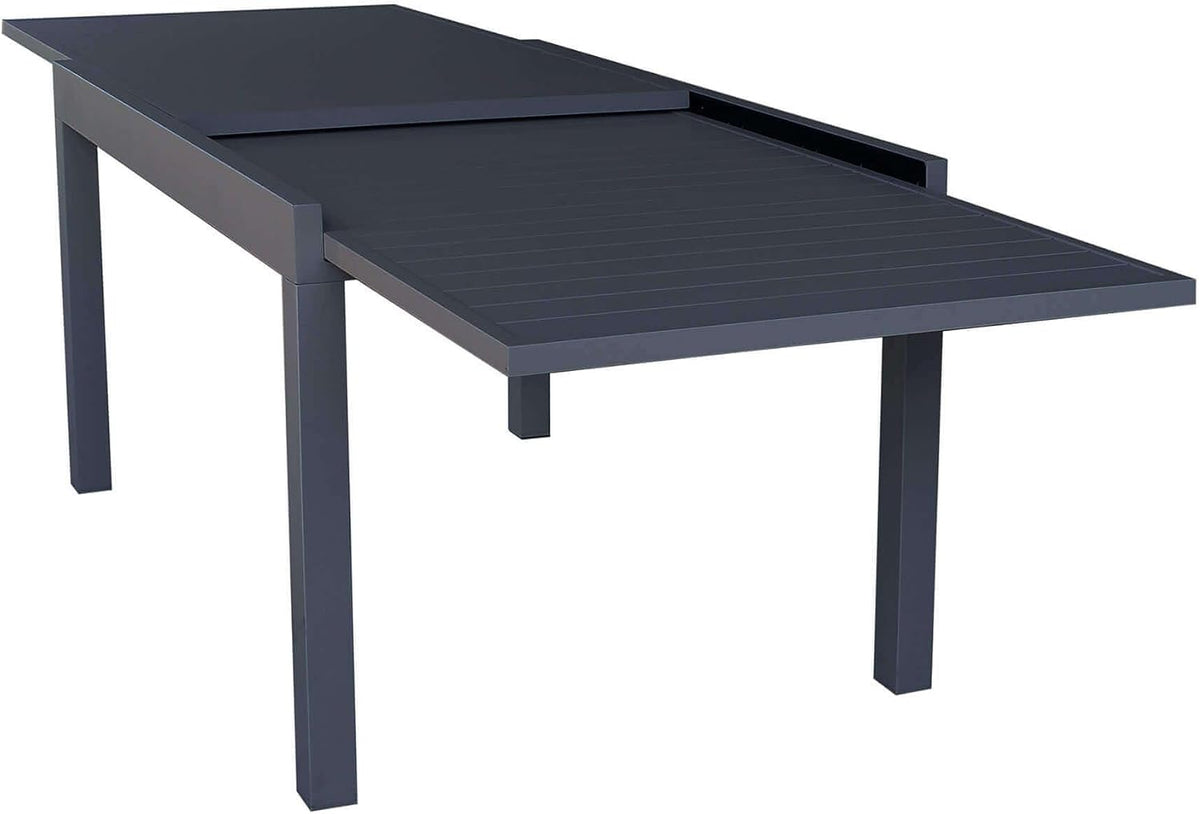 milani home Tavolo da pranzo da giardino, 270 × 90 cm, Antracite, 10 posti, allungabile, alluminio, per giardino e terrazzo