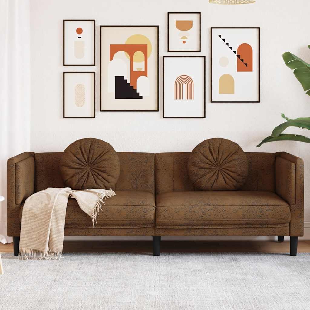 Divano KKHOMEI, 193,5 × 77 × 70 cm, 3 posti, Marrone, metallo, velluto, per soggiorno