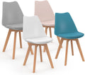 IDMarket Set di sedie da pranzo, 4 sedie, Grigio chiaro/Blu, legno