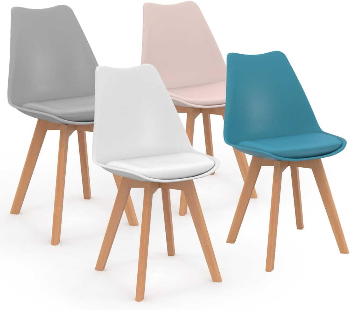 IDMarket Set di sedie da pranzo, 4 sedie, Grigio chiaro/Blu, legno