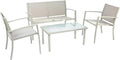 Set di mobili da giardino EffeDecor, 4 posti, Tortora, acciaio, textilene, con tavolino, per giardino e terrazzo