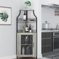Credenza GarveeHome, Grigio, 5 ripiani, regolabile, metallo, vetro, per soggiorno