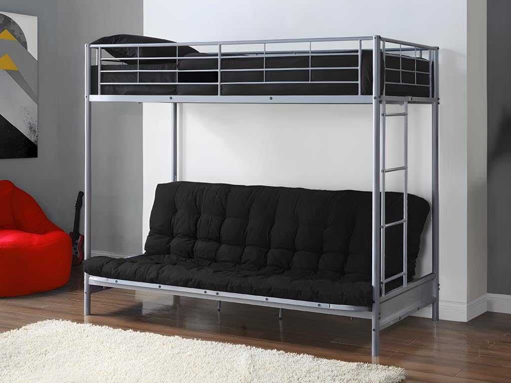 Vente-unique Letto a soppalco, 90 × 190 cm, Argento, metallo, per camera da letto