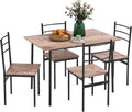 HOMCOM Set da pranzo, 5 pezzi, Marrone/Nero, 110 × 70 × 75 cm, MDF, per sala da pranzo e cucina
