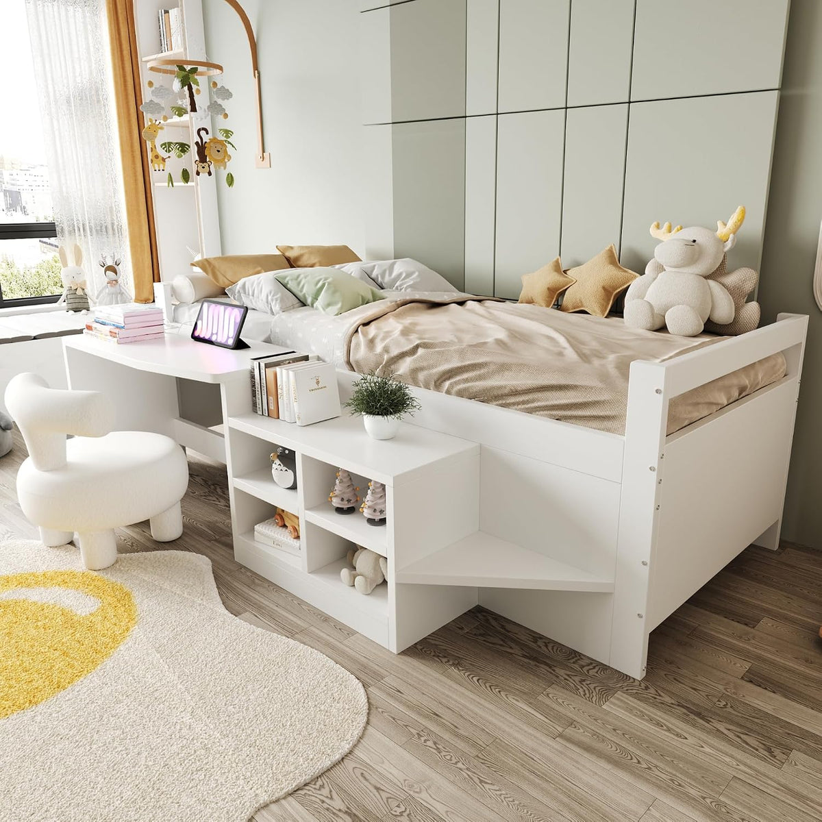Struttura letto vutizal, 90 × 200 cm, Bianco, legno, per camera da letto