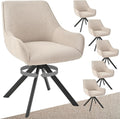 Sedia Goeurvant, 6 sedie, metallo, lino, Beige, girevole a 360°, con braccioli, per sala da pranzo e cucina