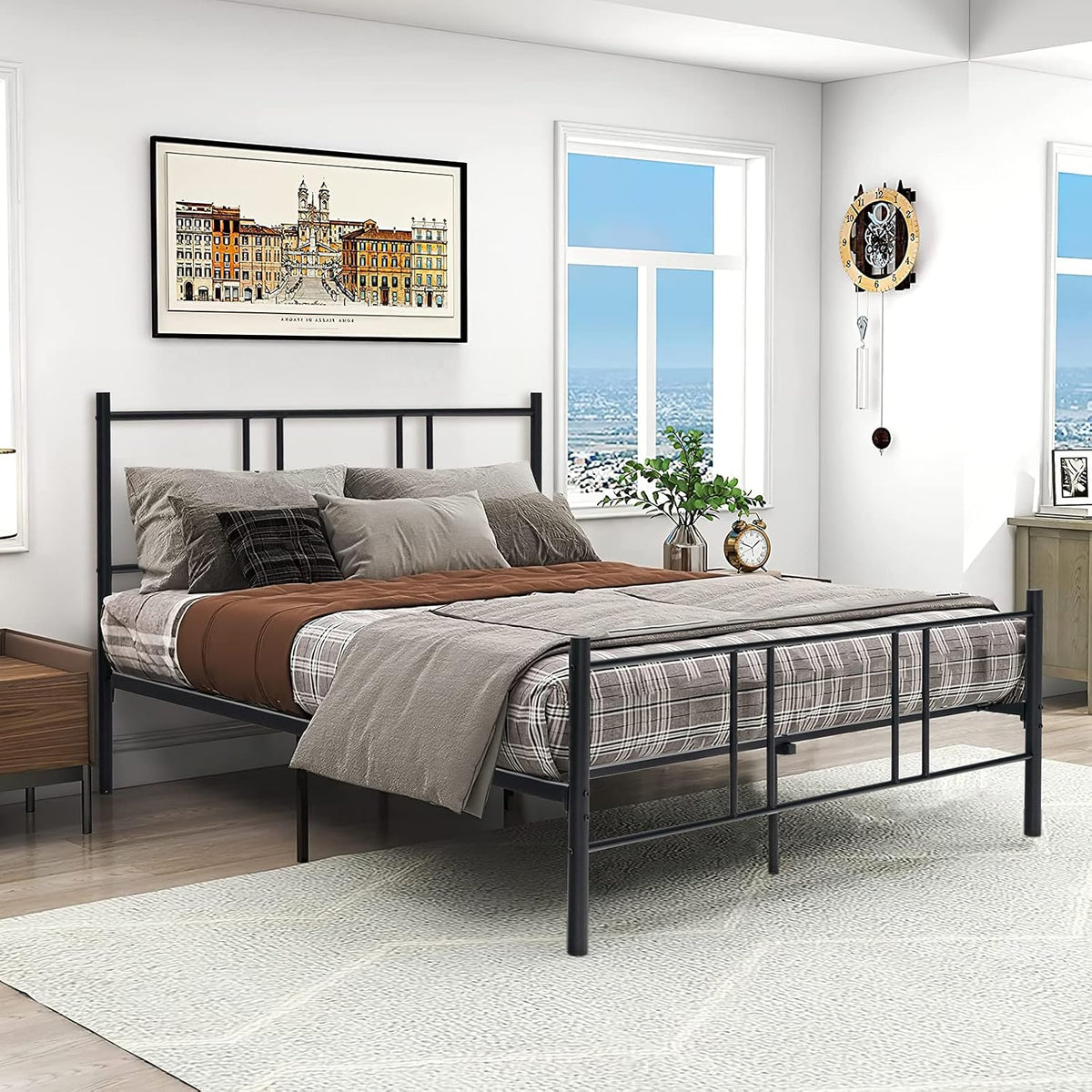 COSTWAY Struttura letto, 200 cm, acciaio, metallo, con testiera, con pediera, per camera da letto