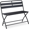 Panca Relaxdays, 83,5 × 90 × 49 cm, Grigio, 2 posti, pieghevole, acciaio, per giardino e terrazzo