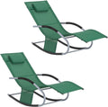 SoBuy Set di sedie da pranzo, OGS28-WDX2, 2 sedie, 150 × 63 × 87 cm, Verde scuro, per giardino e terrazzo