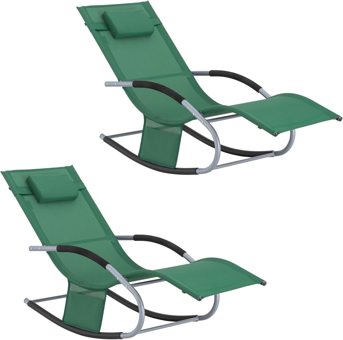 SoBuy Set di sedie da pranzo, OGS28-WDX2, 2 sedie, 150 × 63 × 87 cm, Verde scuro, per giardino e terrazzo