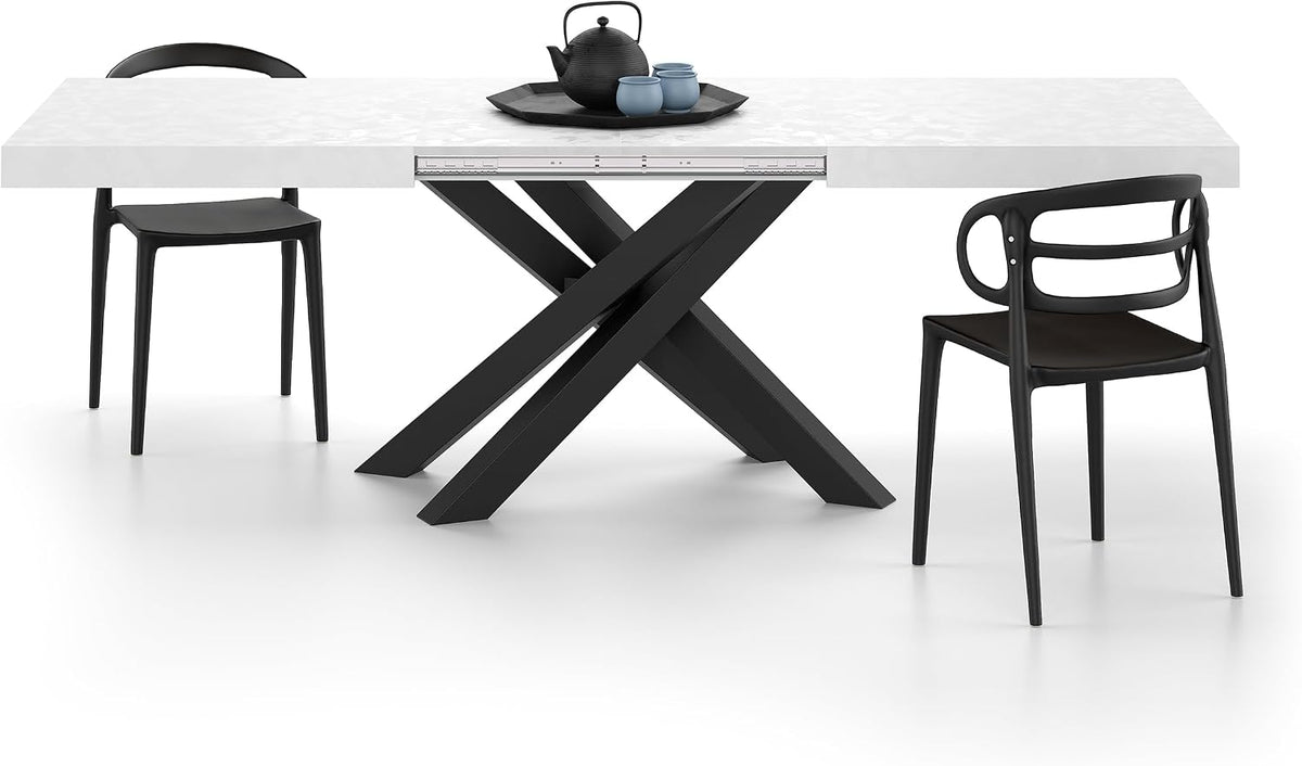 Mobili Fiver Tavolo allungabile, Bianco/Nero, per sala da pranzo e cucina