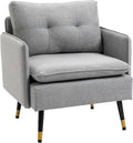 HOMCOM Poltrona, 72 × 70 × 80cm, Grigio, con braccioli, acciaio, con cuscini, per soggiorno