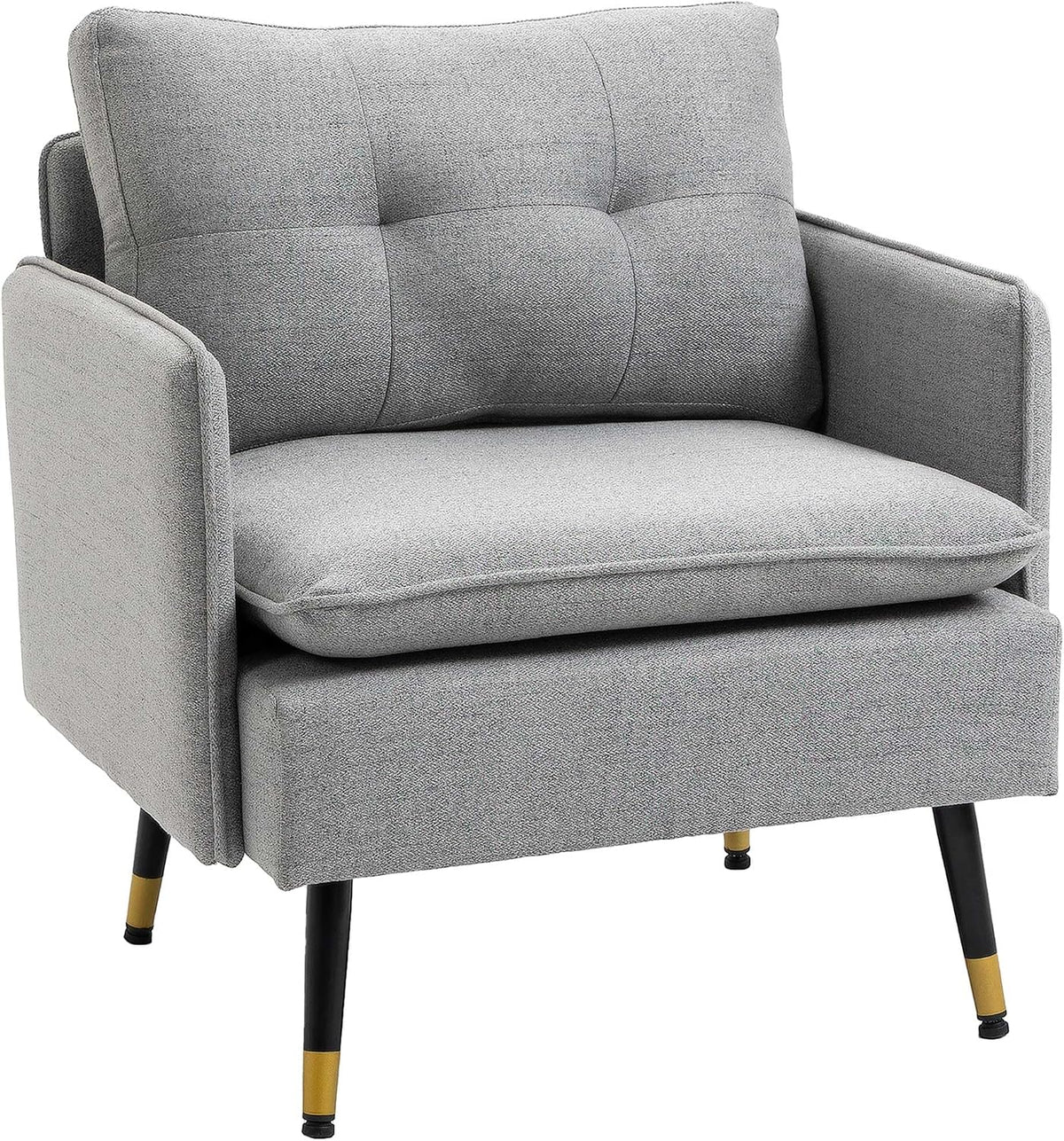 HOMCOM Poltrona, 72 × 70 × 80cm, Grigio, con braccioli, acciaio, con cuscini, per soggiorno