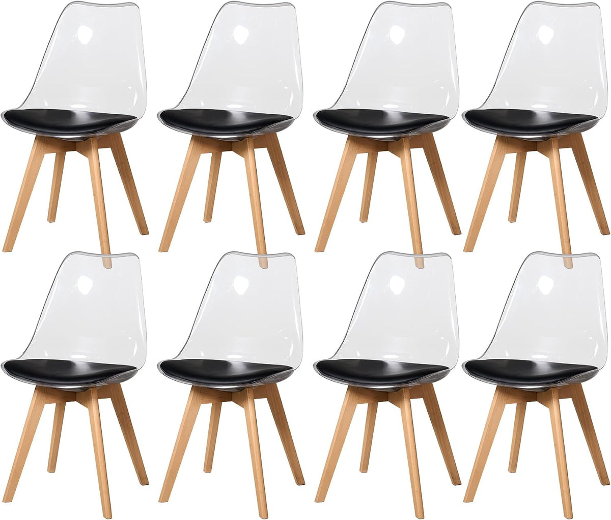 Set di sedie da pranzo BenyLed, 8 sedie, Nero, plastica