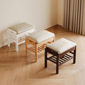 Scarpiera con panca, 2 ripiani, Noce/Bianco, legno, similpelle, con cuscino