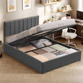 VASAGLE Letto, RMB614G02, 140 × 200 cm, Grigio scuro, con contenitore, legno, per camera da letto