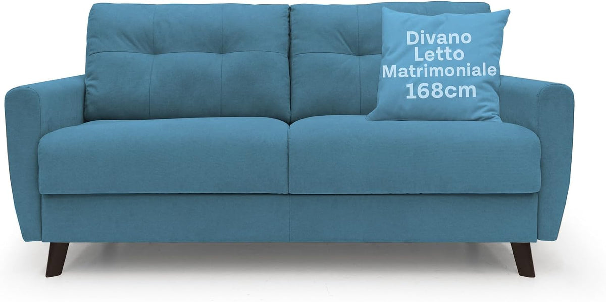 Divano letto Divani.Store, CALLISTO, matrimoniale, Blu, 120 × 197 cm, tessuto, per soggiorno